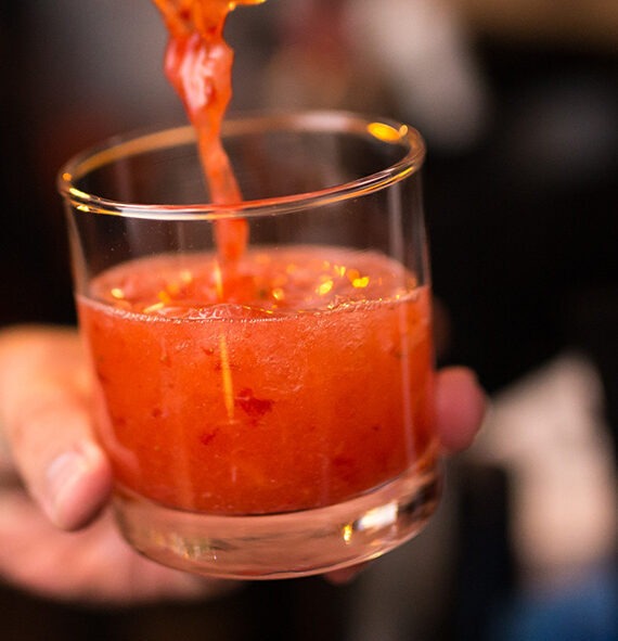Strawberry Caipirinha preparation in the party